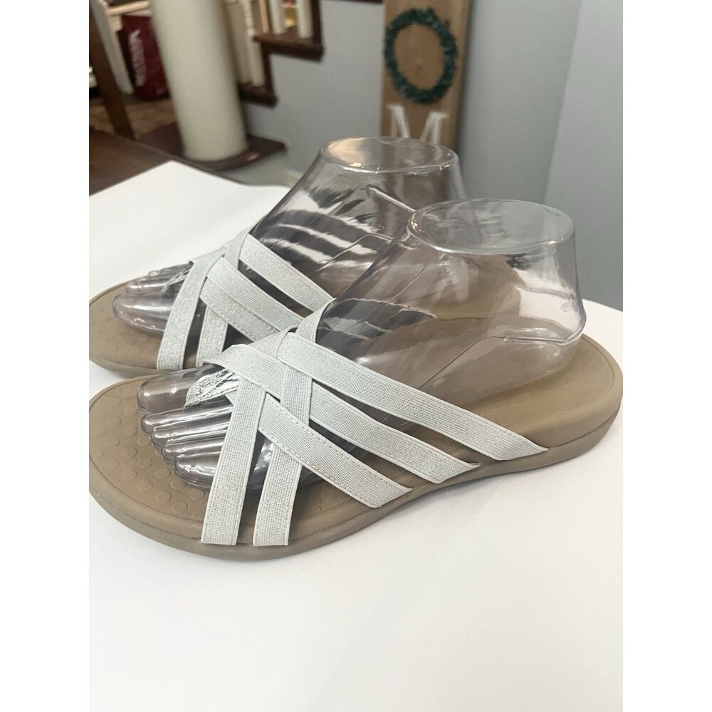 Vionic Women’s Tia Champagne Metallic Size 9 Woven Stretch Sandals Worn Once